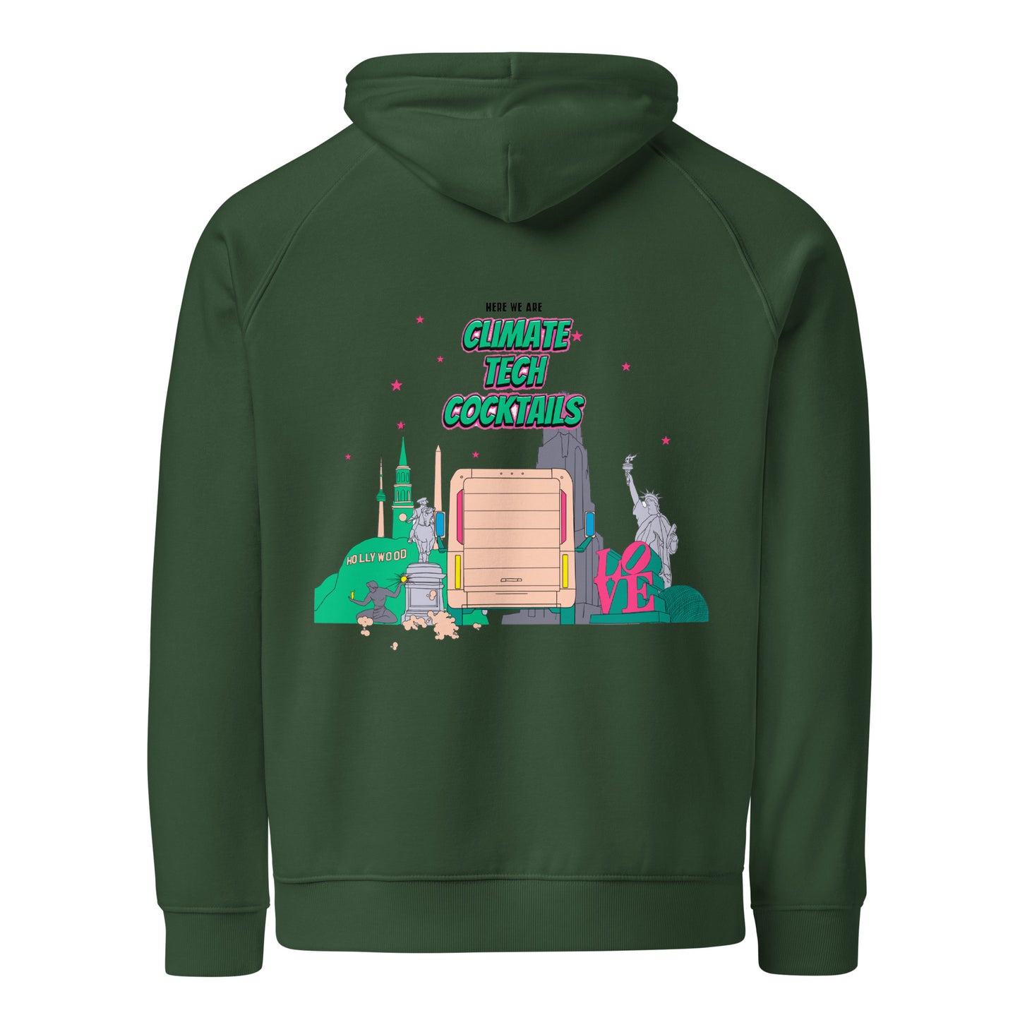 Here I Am Unisex Eco Raglan Hoodie