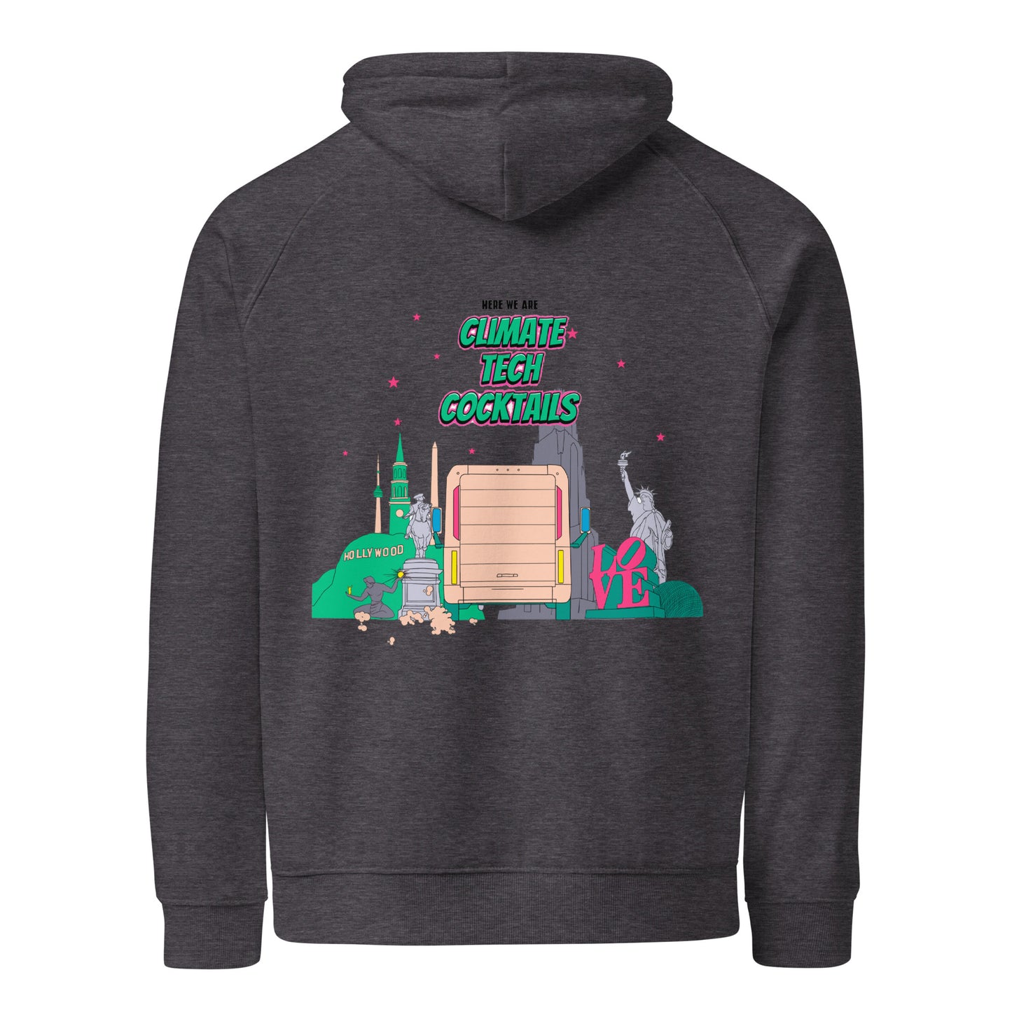 Here I Am Unisex Eco Raglan Hoodie