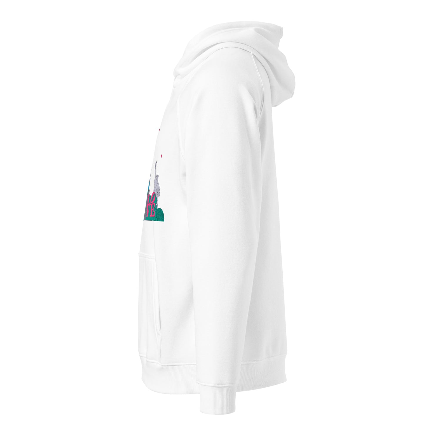 Here We Are Unisex Eco Raglan Hoodie